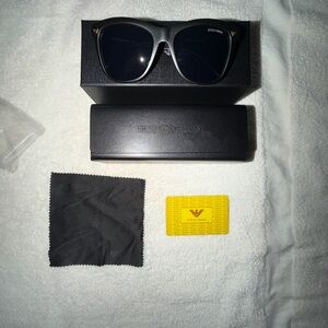 Giorgio Armani Men’s Black Sunglasses with Dark Lenses